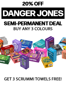 Buy Any 3 Danger Jones Semi Permanent Colours and Get 3 Black Scrummi Disposable Towels Foc