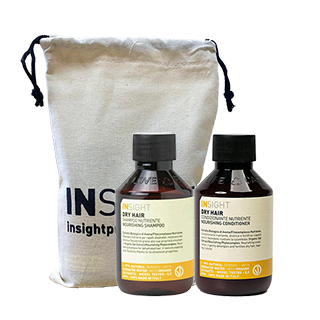 Insight Mini Travel Bag for Dry Hair Nourishing Shampoo and Conditioner 100ml
