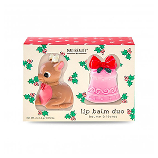 Mad Beauty Retro Xmas Lip Balm Duo - Reindeer and Bell