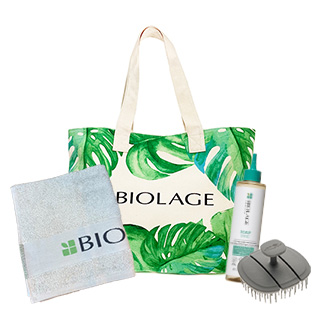 Biolage Healthy Scalp Care Bundle - contains a Scalp Exfoliator, Scalp Brush and Towel in a Tote Bag